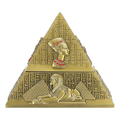 Ranvo Cigarette Ashtray, Three Grooves Ashtray, Decorative Egyptian Style Metal Desktop Pyramid for Gift Smoking(Bronze)