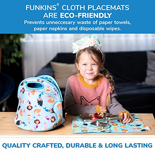 Funkins Reusable Cloth Placemats For Kids & Lunch Boxes | Reusable, Eco-Friendly | 15"X13", 2-Ply, Thick, Absorbent, Machine Washable | Set Of 2 Placemats (Ballerinas) #TOP6