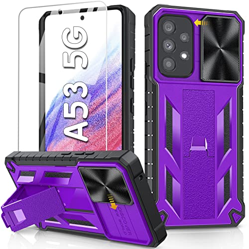SOiOS for Samsung Galaxy A53 5G Case: Military Grade Drop Proof Protection Cover with Kickstand | Matte Textured Rugged Shockproof TPU | Protective Cell Phone Case for Galaxy A53 5G Phone (Purple)
