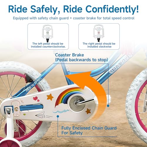 Image of WinHope Girls Bike with Doll Seat, 12 14 16 18 20 Inch Kids Bike for 2-12 | Dual Brake with Training Wheels / Kickstand & Streamers Birthday Gift for Toddler Outdoor Riding, Multiple Colors