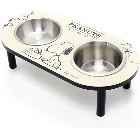 Amazon 犬用 フードボウル ペットパラダイス スヌーピー モノトーン えさ皿 木製 2連 ウォーターボウル 犬用 猫用 かわいい おしゃれ ペットパラダイス 食器 ボウル 通販