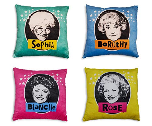 Golden Girls The 14-Inch Character Throw Pillows | Set of 4 | Decorative Square Accent Pillows for Living Room Set, Cushion, Couches and Sofas, Bedroom
