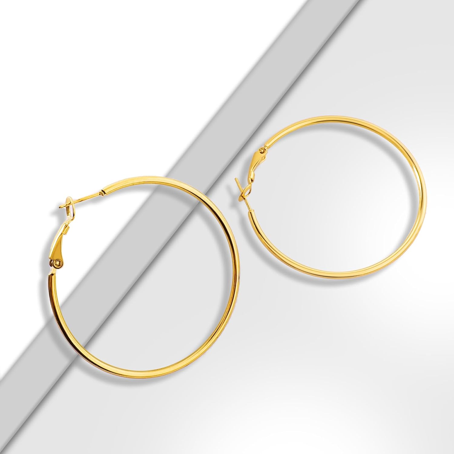 Hypoallergenic Lightweight Plated 14K Gold Hoop Earrings for Women Large 925 Silver Titanium Steel Hoops Earrings - Image 4