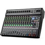 12-Channel Professional Audio Mixer, FX-12usb Mixing Console with XLR Inputs, Bluetooth, 99 DSP Effects, MP3, USB Interface for Podcast, Music, Recording, PC 13.39'x3.54'x18.90'inches