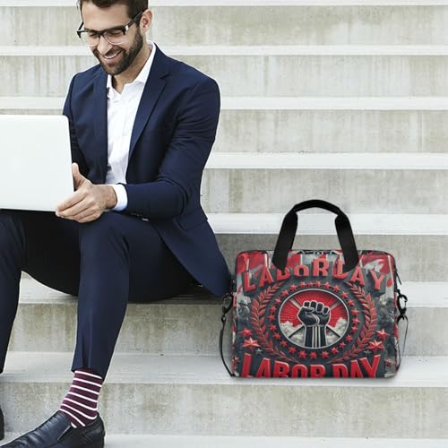 Maletín para laptop 15.6" rojo y negro con asa y correa miniatura 2