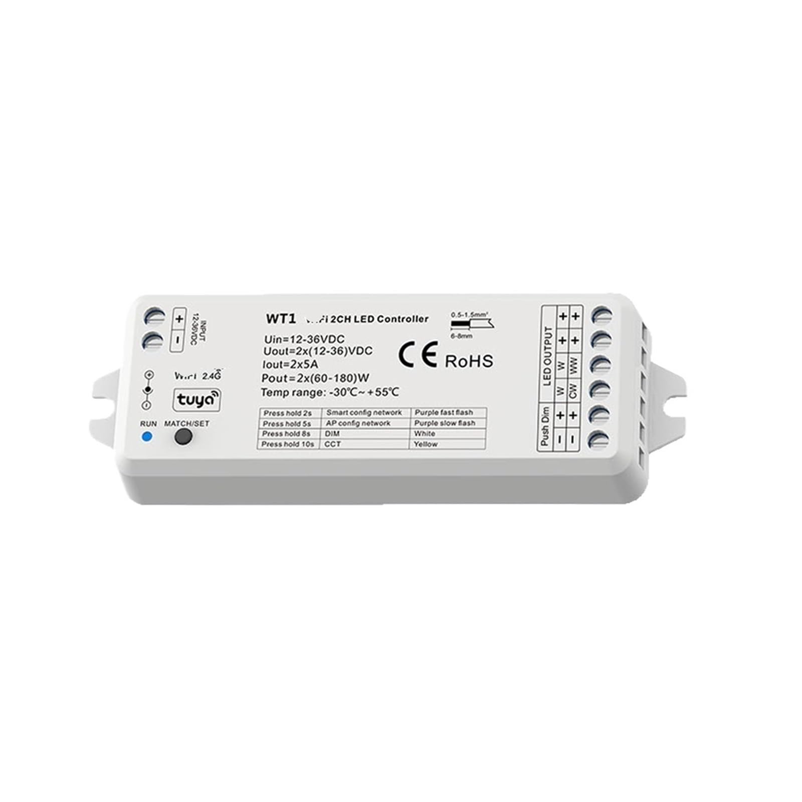 Contrôleur de variateur LED 12V 24V COB ruban blanc chaud froid