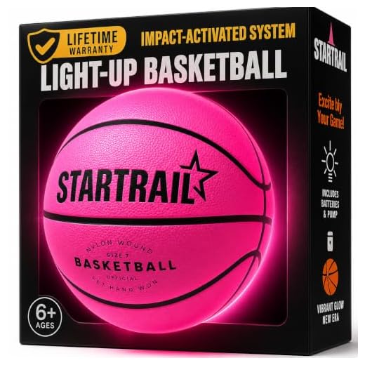 Light-Up Basketball | Glow in The Dark Sports Gift for Girls 8+ | LED Ball Size 7, Official Size & Weight | Glowing Lighted Basket Ball | Coolest Things for Boys & Girls | Toys for 10-Year-Old Kids