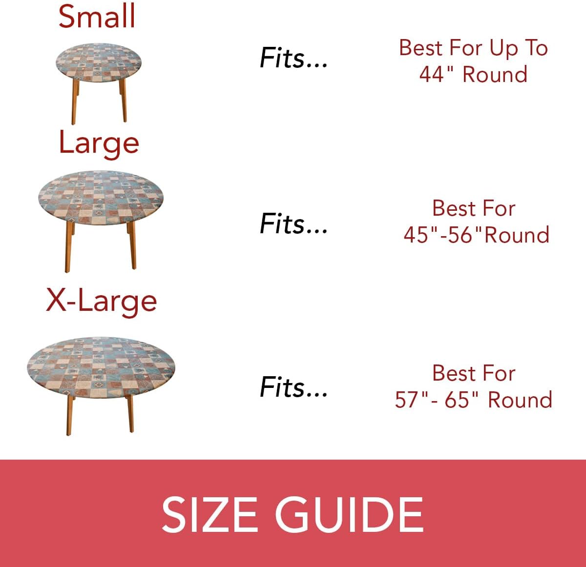 Covers For The Home Deluxe Elastic Edged Flannel Backed Vinyl Fitted Table Cover - Global Coffee Pattern - Extra Large Round Oblong Oval - Fits Tables up to 57" - 65"