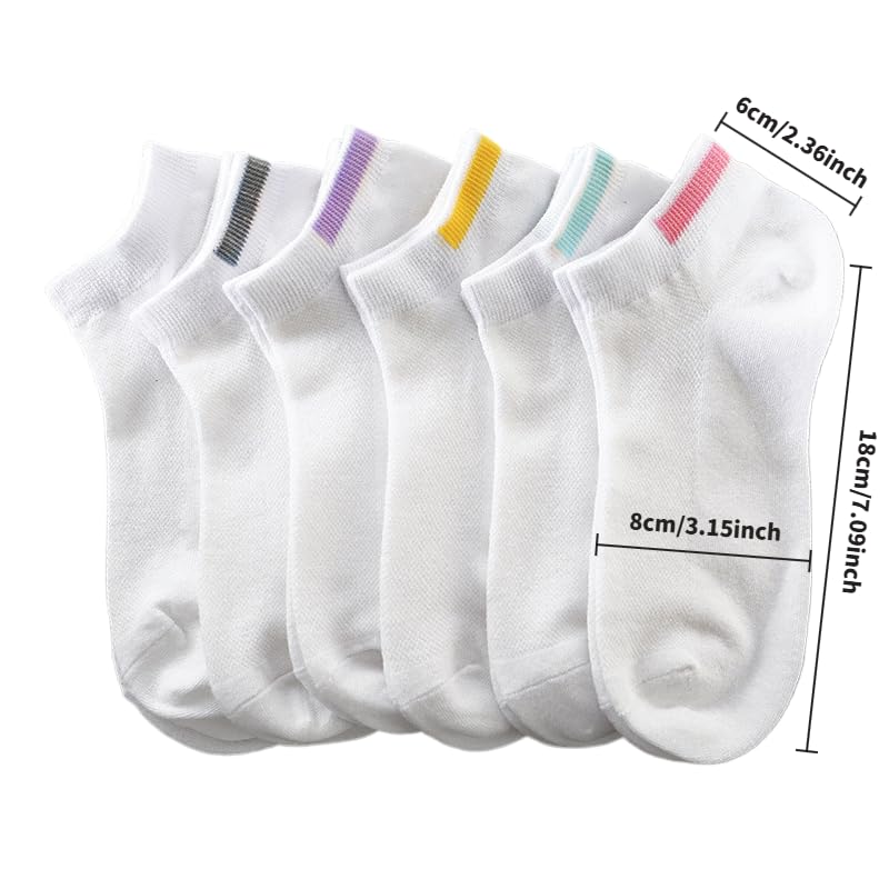 6PCS Womens Colorful Ribbed Heel Short Mesh Solid Color All - match Socks for Spring/Summer Casual Outings and Sports Wear2