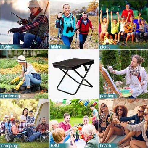 Image of Foldable Back packing Stool with Integrated Storage Bag | Multi-Purpose Travel Chair for Outdoor Events | Water proof Folding Seat for Fishing & Camping | Stable & Comfortable Portable Furniture (K2)