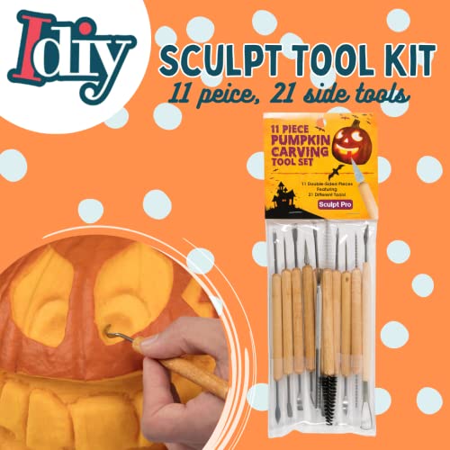 Pumpkin Carving Kit (21 Tool Set) W 11 Double Sided Pieces - Halloween Professional Sculpting, Cutting And Carving Knife Supplies For Fall Jack-O-Lanterns, Pumpkins, Decorations For Kids And Adults #TOP1