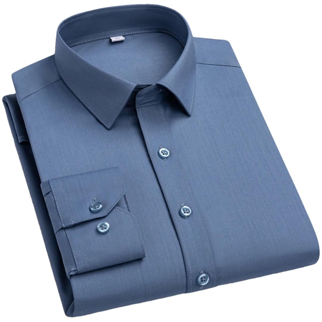 Yeuyyben Herrenhemd, ohne Tasche, bequem, weich, normale Passform, Langarmshirts