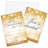 Foosproea 50th Anniversary Invitations Cards, Gold Glitter Wedding Anniversary Invitations with Envelopes, Wedding Invitation Card, Anniversary Party Supplies Decorations(Pack of 25)-03