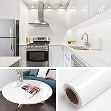 Livelynine 15.8 x 394 Glossy White Wallpaper Peel and Stick Kitchen Cabinet Contact Paper Waterproof Self Adhesive Shelf Liner Shiny White Vinyl Wrap for Shelves Drawers Countertop Peel & Stick