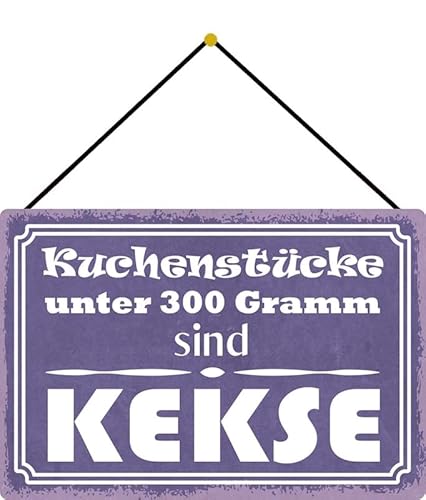 Cartel de metal de 20 x 30 cm con cordón, para tartas de menos de 300 gramos, con texto en alemán