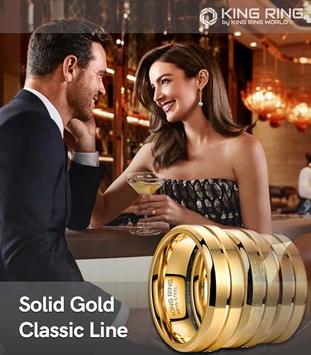 King Ring 8mm Groove Ring – Basic Stainless Steel Band for Men & Women K18 – Gold 10