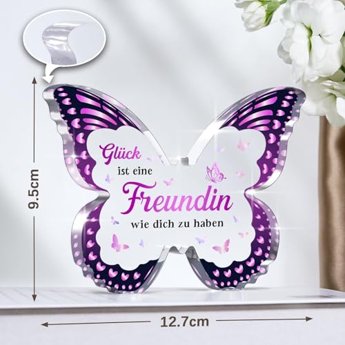 JOYVADO Beste Freundin Geschenke, Geschenke für Freundin zum Geburtstag, Schmetterlings Acryl Briefbeschwerer, Freundinnen Geschenkideen Freundschaftsgeschenke