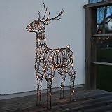 Star Trading Vixen - Figura decorativa de reno LED (alambre marrón, para interior y exterior, luz blanca cálida, con cable, altura 90 cm, IP44)