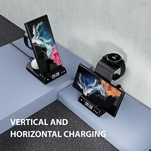 3 in 1 Wireless Charging Station for Samsung Galaxy S23 Ultra, Charger Stand Compatible with iPhone 14 Pro Max/Z Fold 4, Watch Charger for Galaxy Watch 5 Pro/4/3, Buds/Air-Pod (Only for Samsung Watch)