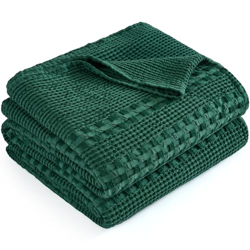 LONG CREATE Cooling Waffle Weave Blanket King Size, 60% Cotton