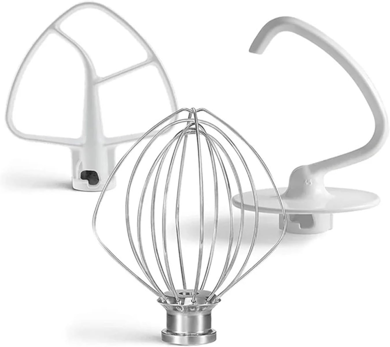 Stand Mixer Attachment Set of 3 Replacement Attachment K45WW Wire Whip / K45DH Dough Hook / K45B Mixing Paddle with Coated Fla