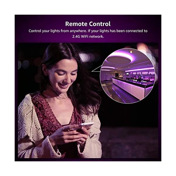 LE LED Strip 5M, Alexa RGBW LED Streifen mit Musik, IP65 Smart LED Leiste, [nur 2.4GHz] WiFi Hell 5050 LED Band… – Bild 7