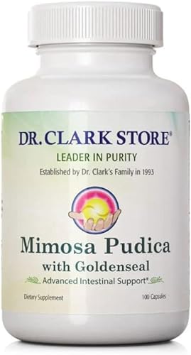 Dr Clark Store Mimosa Pudica & Goldenseal - 100 cápsulas, apoya la salud digestiva, el equilibrio intestinal y el apoyo inmunológico