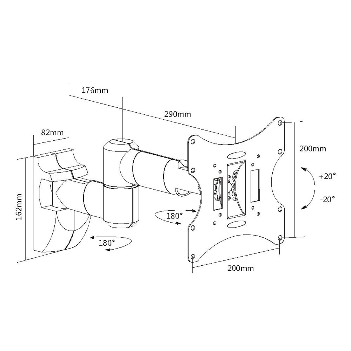 myWall H9-6L - Supporto da parete per schermi piatti da 43 cm (17 pollici) a 94 cm (37 pollici), carico max. 30 kg, colore: Argento