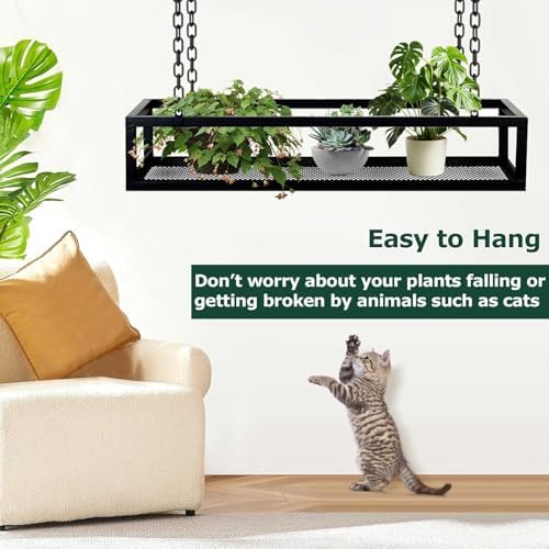 Ceiling Hanging Plant Stand - Floating Flower Pot Rack, Creative Shelving for Living Room, Balcony & Bar - Stylish Railing Shelf (60x25x15cm) for Indoor & Outdoor Use