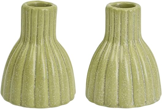 Taper Candle Holders Set of 2 Ceramic Candlestick for Centerpiece Table Mantel Candle Stick Stands for Wedding Dining Party Home Christmas Decoration Housewarming Gift Green