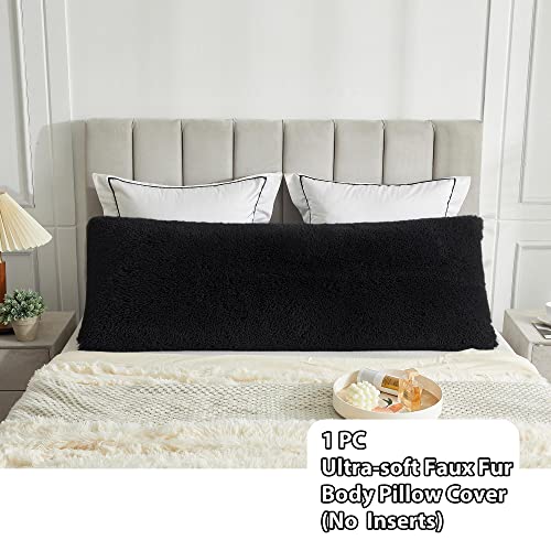 LIFEREVO Fluffy Faux Fur Body Pillow Cover 20"x54", Black by LIFEREVO - Used condition - Image 3