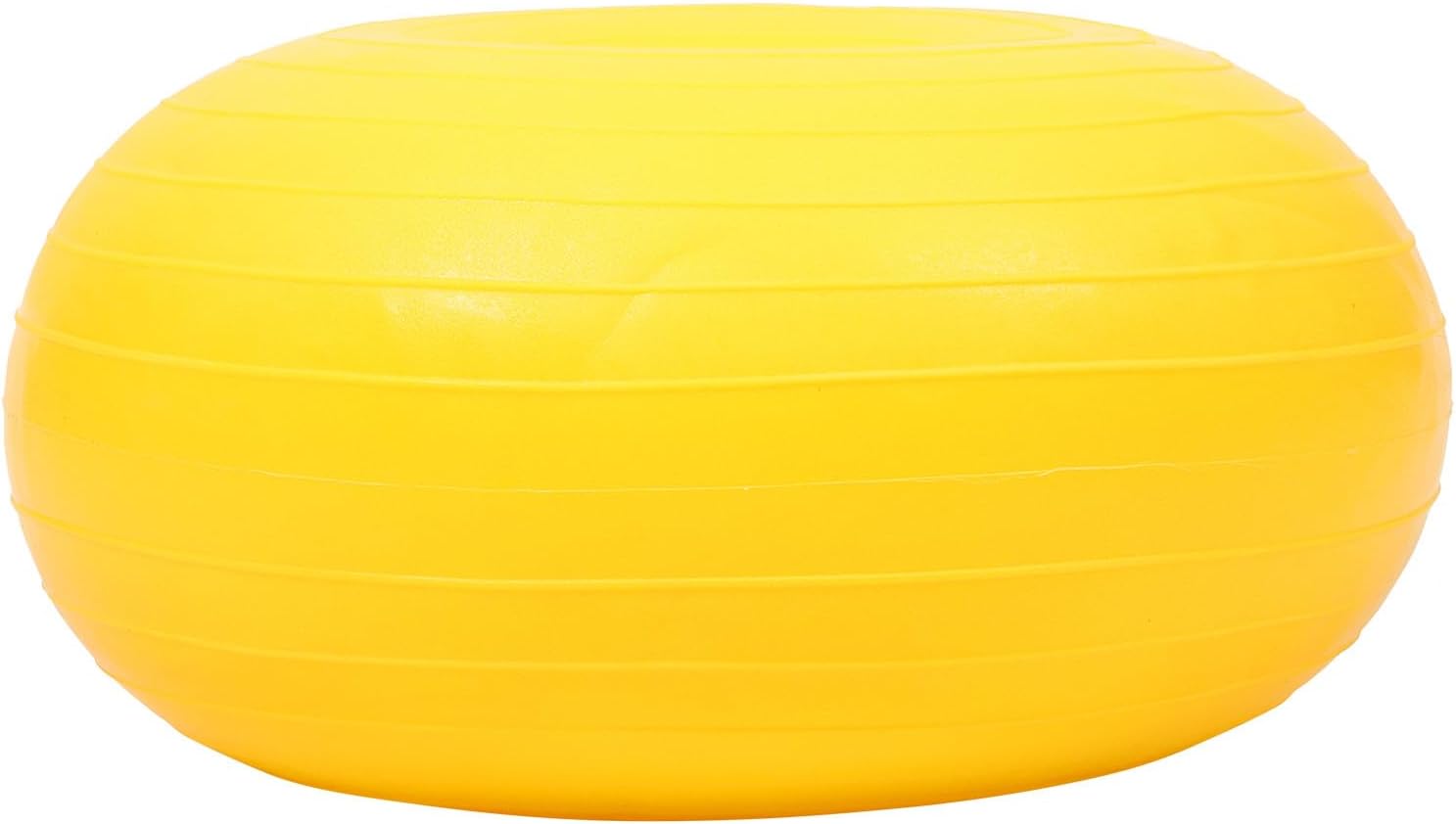KALLORY Small Yellow Donut Yoga Ball Thickened Inflatable Central Pilates Exercise Ball for Gym Workout and Daily Fitness