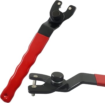 Adjustable Grinding Wrench for Angle Grinder, Metal Pin Spanner Tool Universal Fit for Bench Grinders, Circular Saws & More, Robust & Ergonomic Design Red