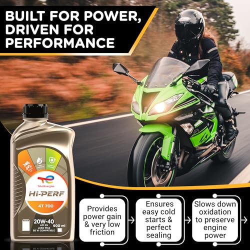 Image of TotalEnergies - Hi-Perf 4T 700 20W-40 Engine Oil for Bikes with Durability Improver Technology | API SN & JASO MA2 | 4-Stroke semi-synthetic bike engine Oil - 0.9L
