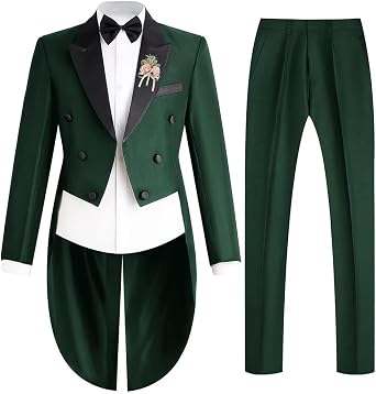 Mens Tailcoat Suits Slim Fit 2 Piece Suits Mens Tuxedo Suit Long Tailcoat Mens Tail for Concert Wedding Blazer Pants