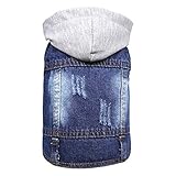 DABLUE Pet Denim Coat Dog Jeans Jacket Doggie Vest for Small Medium Dogs Cats Puppy Washed Clothes H
