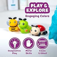 Tub Works® Bugs™ Light Up Bath Toys, 6 Pack | Water-Activated Light Up Toys Flash & Change Color | Easy-Grip Baby Girl & Toddler Bath Toys | Glow Bugs for Kids | Sensory Bathtub Toys with Bath Lights — image 8