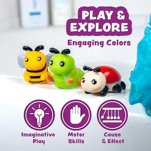 Tub Works® Bugs™ Light Up Bath Toys, 6 Pack | Water-Activated Light Up Toys Flash & Change Color | Easy-Grip Baby Girl & Toddler Bath Toys | Glow Bugs for Kids | Sensory Bathtub Toys with Bath Lights by Tub Works - Image 8