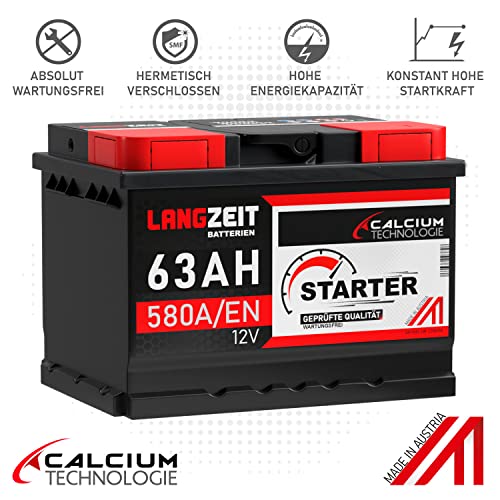 Autobatterie 63Ah 12V 580A Starterbatterie für Fahrzeuge
