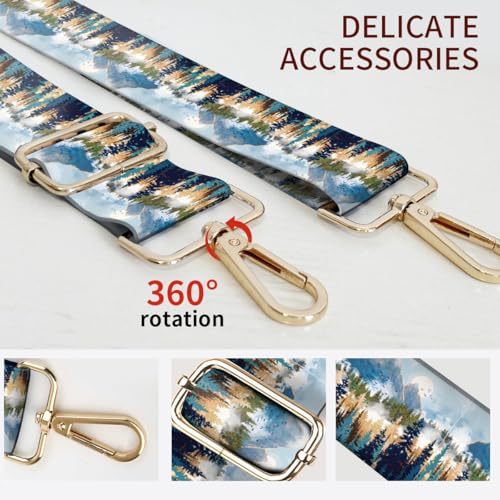 Image of Purse Strap Replacement Crossbody, 3.8cm Wide Shoulder Strap Adjustable Replacement Belt Gold Buckle