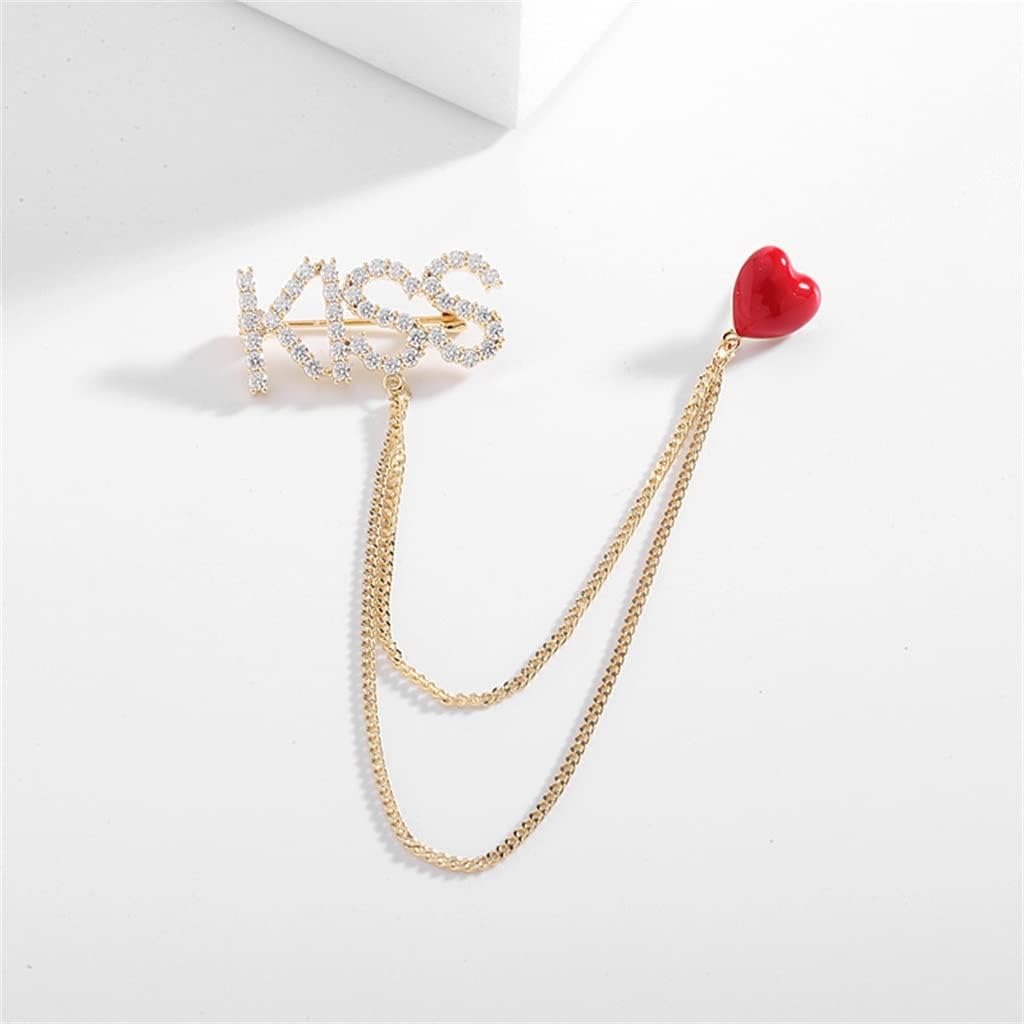 Tassel Brooch Jewelry Pin Red Heart Fixed Clothing Accessories Brooches For Women Gifts Girlfriend