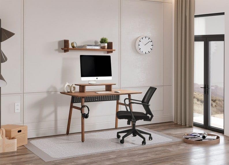 Image of 66cm Wooden Monitor Dual Stand with Storage Organizer for Desk, Tables, Office, Study Table | Monitor Stand Riser 66x20x12cm (66cm, Brown)