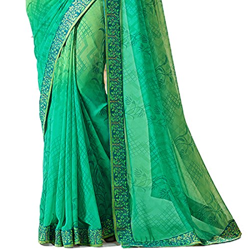 Image of RAJESHWAR FASHION WITH RF Women's Printed Georgette Saree For Women With Jacquard Work Lace Border With Blouse Piece(Multicolored Free Size 6.30 Mtr Variation)