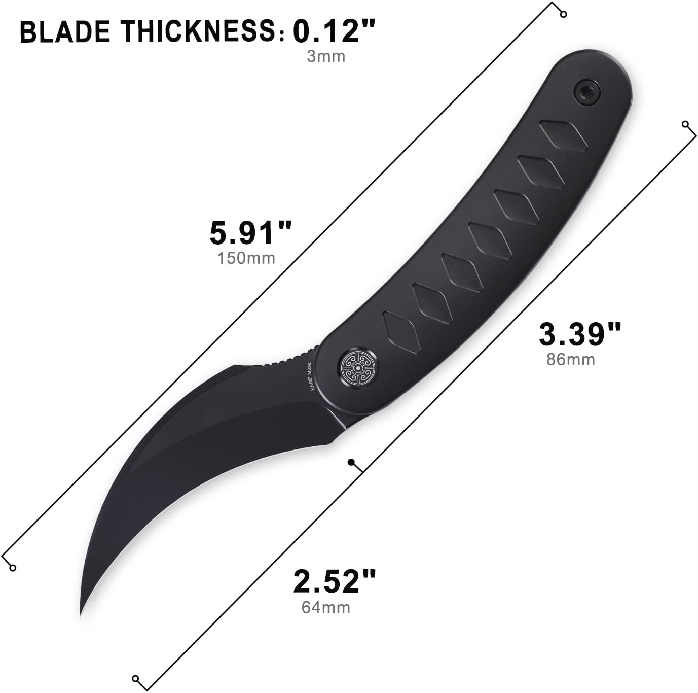 Knife Kage-C03 Front Flipper Knife,2.52" M390 Stonewashed Blade Pocket Knife,3.39" 6AL4V Titanium Handle,Ceramic Ball Bearing with Liner Lock,Outdoor Folding Knife (Gold & Leather)