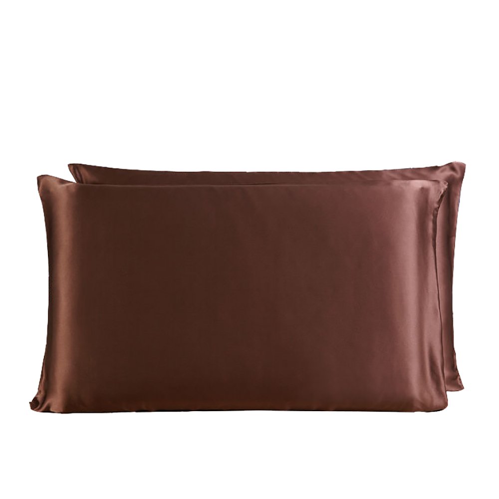 Lsharon Chocolate Silk 100% 19 Momme Mulberry Silk Pillowcase Facial Beauty Housewife Pillowcase Both Side 51X76cm (Chocolate)