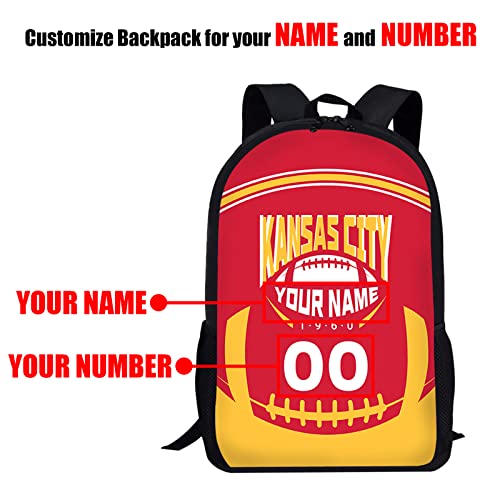 Custom Shoulder Kansas City Backpack Personalized Any Name Number 17 Inch Large Capacity Laptop Bag Bookbag Gifts for Men Women2