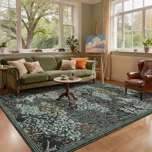 GarveeHome Forest Rug 6x9 Washable Area Rugs for Living Room, Black Green
