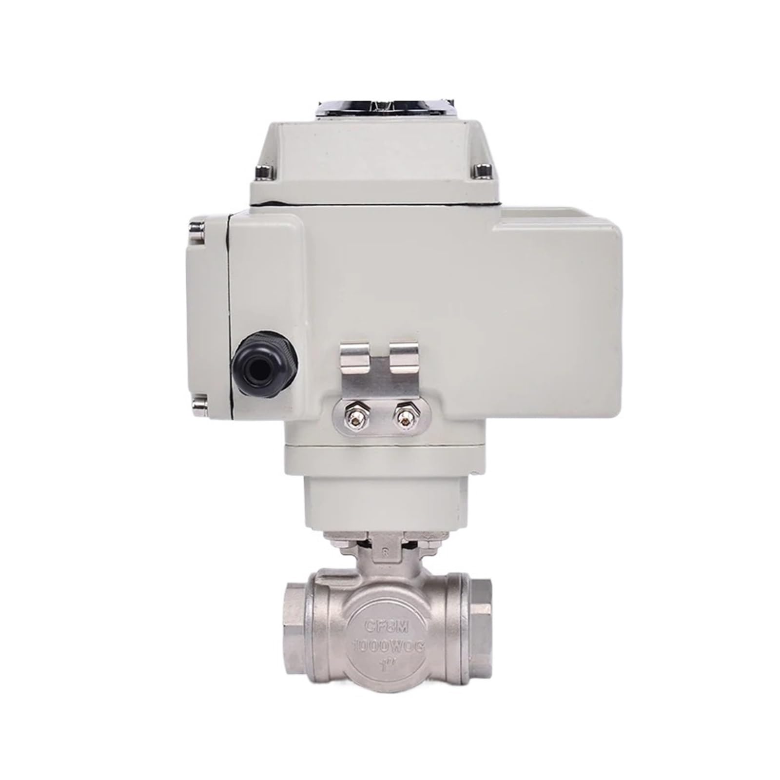 QAZYUIENW 1.5 inch three-way high platform electric ball valve stainless steel Q911F-16P internal thread ball valve(T Type,24VDC)