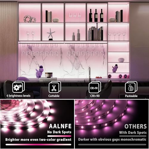 Image of Pink White LED Strips Light Kit for Bedroom Decor, 10 FT LED Lights Strip, 24V Dual Tunable Rope Light with Dimming & Color Temperature Adjustment for Living Room, Mirror, Home Lighting