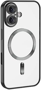 Coverzone Apple iPhone 16 ile uyumlu Kılıf Kamera Korumalı Logo Gösteren Parlak renk kenar çizgileri ile şık bir tasarım Colored Z-Omega Kapak Siyah